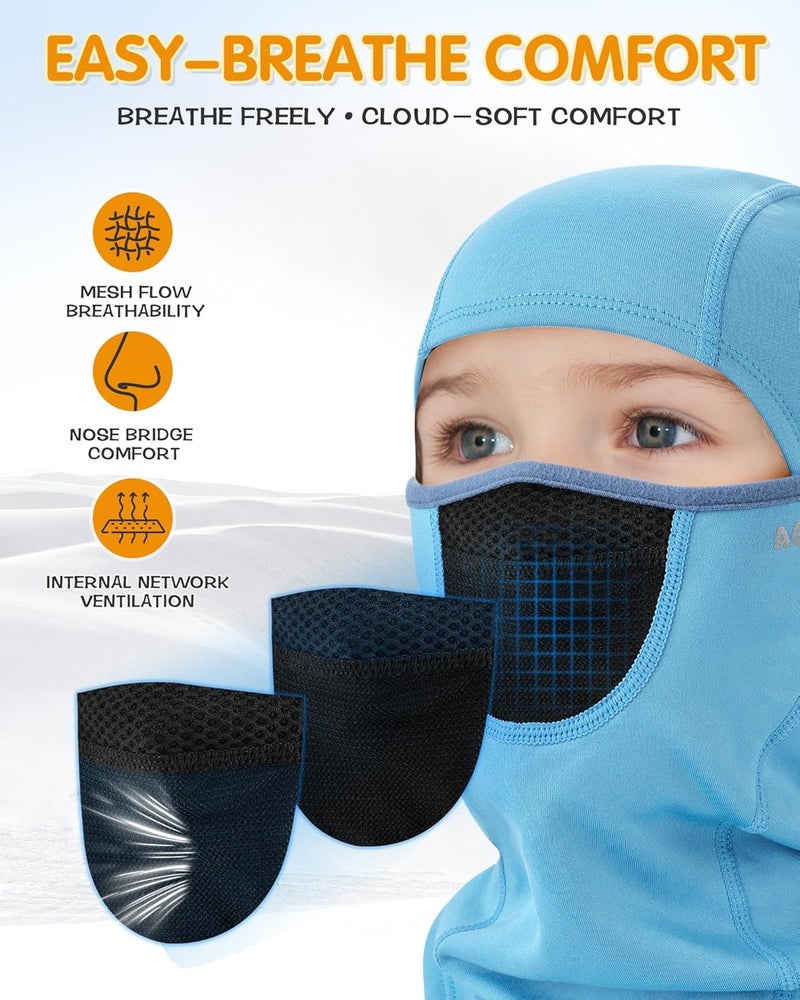 AOPREL Kids Balaclava Ski Mask with Breathable Holes, Windproof Fleece Full Face Mask for Cold Weather Boys Girls - Image 3